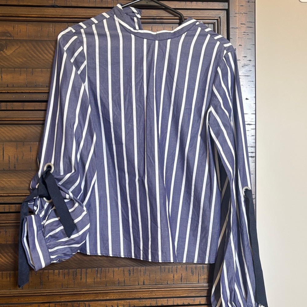 Zara Striped Tie-Sleeve Women's Top